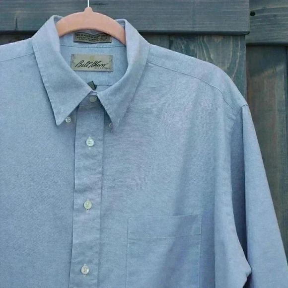 Bill Blass Mens Light Blue Button-down Shirt Size 16 1/2 Large Blended Oxford - Picture 3 of 6